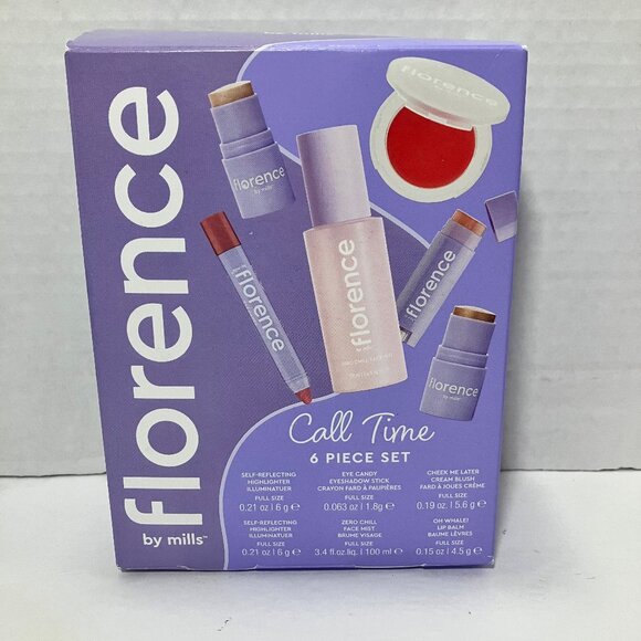 Florence Call Time 6pc Set Highlighter Eye Shadow Cheek Blush Mist Lip Balm - Picture 2 of 2